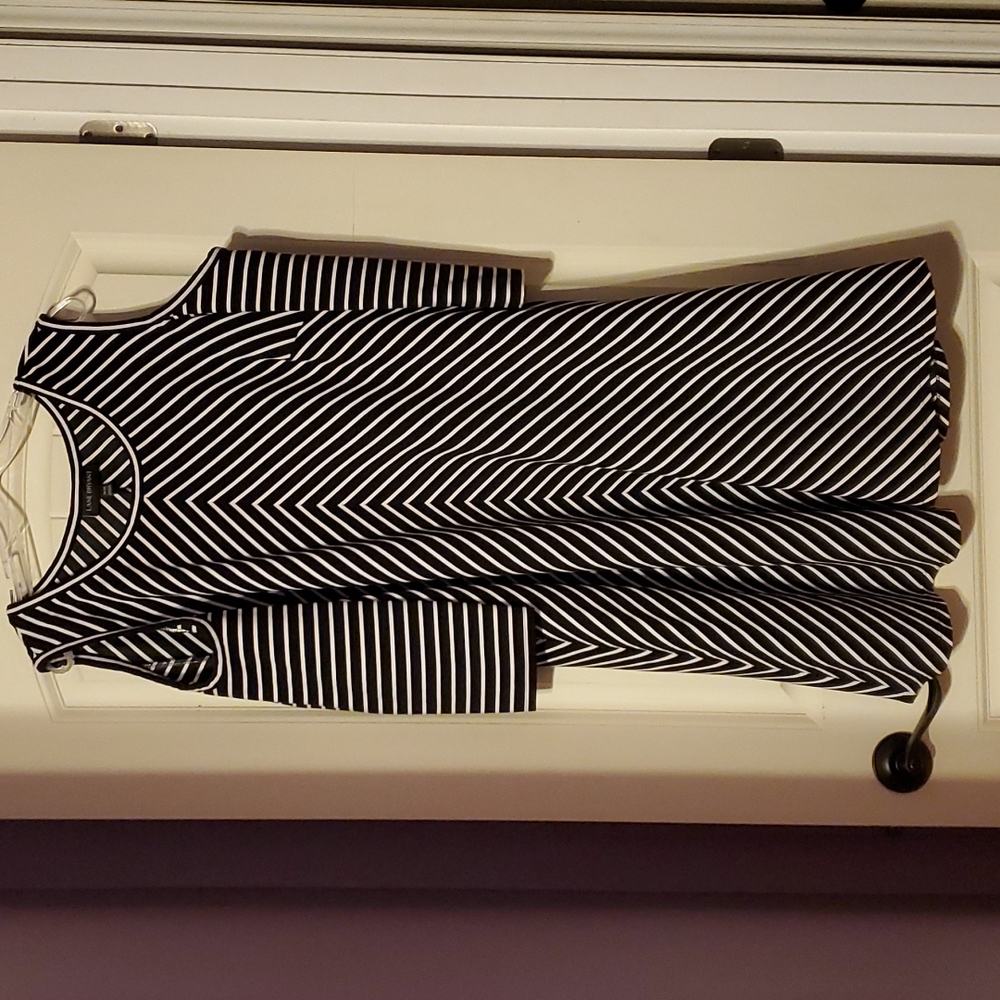 Lane Bryant Black and White Striped Cold Shoulder Dress